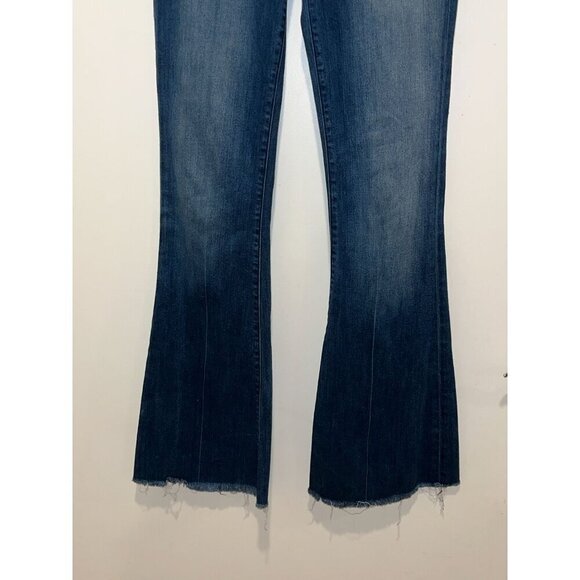 Mcguire Denim High Rise Flare Leg Jeans 27 Raw Hem Blue Wash Womens - Picture 2 of 11